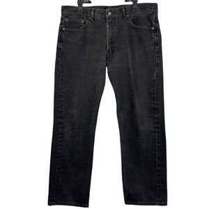 Levis 505 Regular Fit Straight Leg 38x30 100%‎ Cotton Denim Jeans Black Zip
